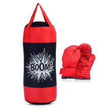 Набор для бокса: груша 50см х Ø20см (оксфорд) с перчатками. Цвет черный-красный, принт &quot;BOOM!&quot;