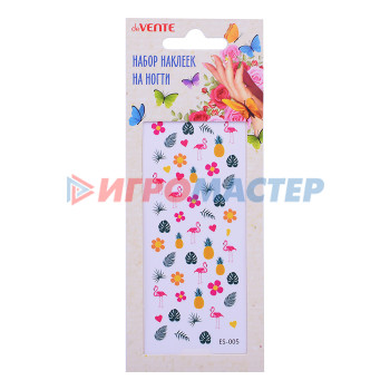 Аксессуары для девочек Набор самоклеящихся наклеек для ногтей 10,5x5 см, в пластиковом пакете с блистерным подвесом