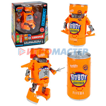 Трансформеры, роботы Трансформер банка-робот 2в1 &quot;Самурай Bondibot&quot; ВОХ 25х20х8,5см, цвет оранжевый, робот-ветер