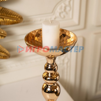Подсвечник на 1 свечу «Ричард», цвет золото, (металл, 12.5х12.5х37.5 см)