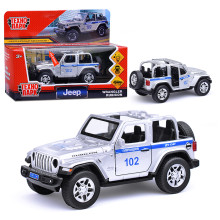 Машина металл Jeep Wrangler Rubicon Полиция 12 см, свет-звук, двер, баг, в коробке