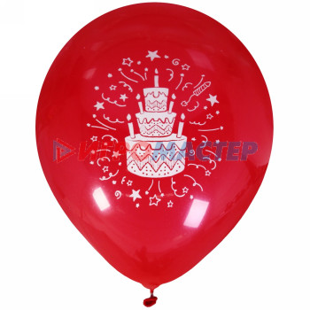 Воздушные шары 5 шт, 10"/25см "С Днем рождения!", Торт (микс цветов)