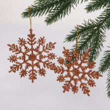 Подвески в блестках "Зимние снежинки" 9,5 см (набор 2шт), розовое золото