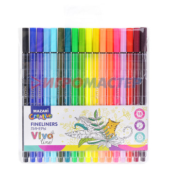 Ручки капиллярные и линеры Набор линеров VIVO LINE , 18 цветов  , 0,4 мм, ПВХ-упаковка с европодвесом
