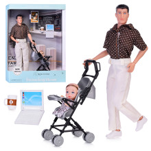 Набор кукол A787-2 &quot;Заботливый папочка&quot; с коляской и ребеночком, в коробке