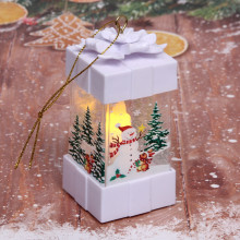 Сувенир с подсветкой "Фонарь - Сказочная лесная прогулка со Снеговиком" 5х5х11,5 см, белый