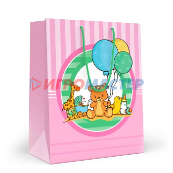 Пакеты бумажные и полиэтиленовые Пакет подарочный (L) Детский с мишкой