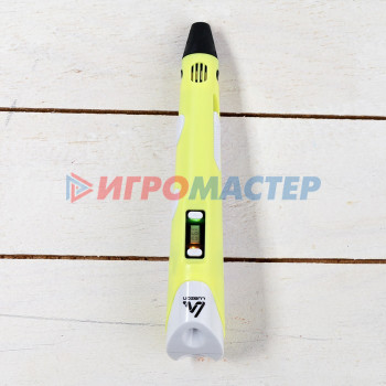 3D ручка Luazon, дисплей, работа с пластиком ABS и PLA, пластик в комплекте, жёлтая