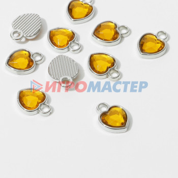 Фурнитура для бижутерии Концевик-подвеска "Сердечко" 1,7*1,3*0,2см, (набор 10шт), цвет золотой в серебре