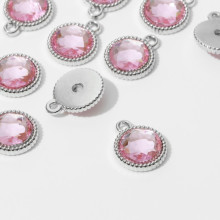 Концевик-подвеска "Круг" рифлёный 1,8*1,6*0,2, (набор 10шт), цвет розовый в серебре