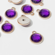 Концевик-подвеска "Круг" рифлёный 1,8*1,6*0,2, (набор 10шт), цвет фиолетовый в серебре