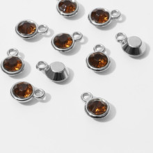 Концевик-подвеска "Круг" малый 1,3*0,9*0,2см, (набор 10шт), цвет коричневый в серебре