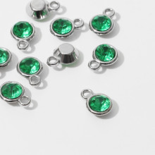Концевик-подвеска "Круг" малый 1,3*0,9*0,2см, (набор 10шт), цвет зелёный  в серебре