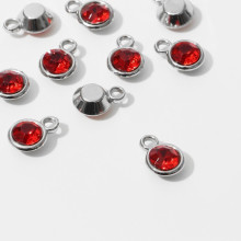 Концевик-подвеска "Круг" малый 1,3*0,9*0,8см, (набор 10шт), цвет красный в серебре