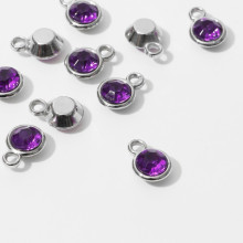 Концевик-подвеска "Круг" малый 1,3*0,9*0,2см, (набор 10шт), цвет фиолетовый в серебре
