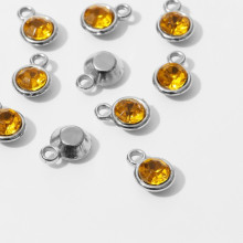 Концевик-подвеска "Круг" малый 1,3*0,9*0,8см, (набор 10шт), цвет жёлтый в серебре