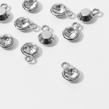 Концевик-подвеска "Круг" малый 1,3*0,9*0,8см, (набор 10шт), цвет белый в серебре