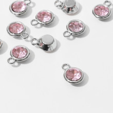 Концевик-подвеска "Круг" малый 1,6*1,2*0,8см, (набор 10шт), цвет розовый в серебре
