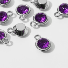 Концевик-подвеска "Круг" 1,6*1,2*0,8см, (набор 10шт), цвет фиолетовый в серебре