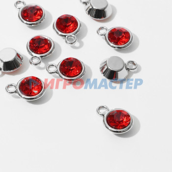 Фурнитура для бижутерии Концевик-подвеска "Круг" 1,6*1,2*0,8см, (набор 10шт), цвет красный в серебре