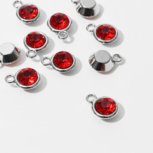 Концевик-подвеска "Круг" 1,6*1,2*0,8см, (набор 10шт), цвет красный в серебре