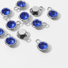 Концевик-подвеска "Круг" 1,6*1,2*0,8см, (набор 10шт), цвет синий в серебре