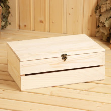 Ящик деревянный 35×23×14 см подарочный с реечной крышкой, с замком