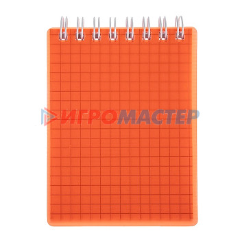 Анкеты, записные книжки, блокнотики и дневники для девочек Блокнот 80л А7ф клетка &quot;LINE NEON&quot; Оранжевый пластиковая обложка на гребне 