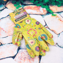 Перчатки нейлоновые "Фантазия-Цветочная поляна" с резиновым покрытием полуоблитые 8 р-р ДоброСад