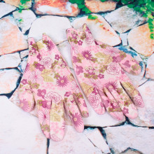 Перчатки нейлоновые "Фантазия-Розы" с ПВХ покрытием полуоблитые 8 р-р б/блистера