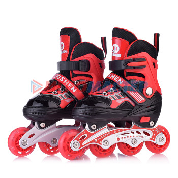 Ролики, скейтборды Роликовые коньки U001749Y раздвижные, PU колёса со светом, размер S, красные, в сумке