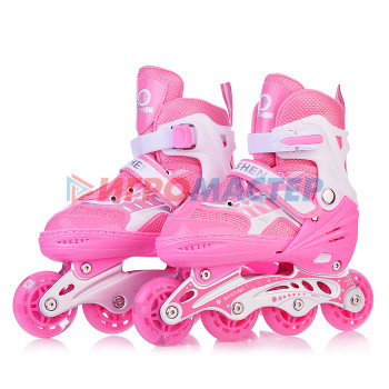 Ролики, скейтборды Роликовые коньки U001750Y раздвижные, PU колёса со светом, размер M, розовые, в сумке