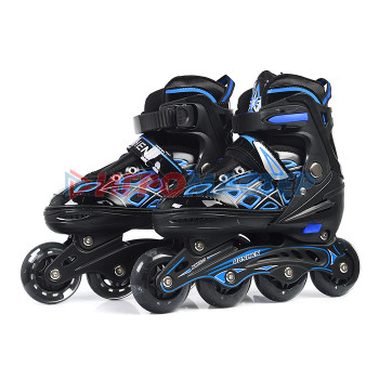 Ролики, скейтборды Роликовые коньки U001761Y раздвижные, PU колёса со светом, размер M, черно-синие, в сумке