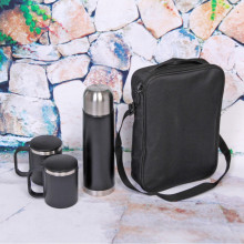 Набор походный 3предмета в сумке (Термос 500мл+2термокружки 200мл) черный