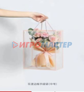 Пакеты бумажные и полиэтиленовые Пакет для цветов и подарков "Лофт" 30*20*15 см, розовый
