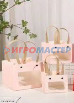 Пакеты бумажные и полиэтиленовые Пакет для цветов и подарков "Подарок" 16*16*16 см, розовый
