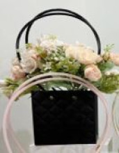 Пакет для цветов и подарков "Ромб" 12,5*12,5*8 см, черный