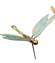 Фигура на спице "Волшебная стрекоза" 60 см, Золото с голубым переливом