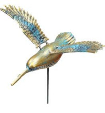 Фигура на спице "Колибри" 60 см, Золото с голубым переливом