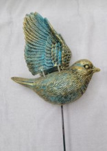 Фигура на спице "Изящная птица" 60 см, Золото с голубым переливом