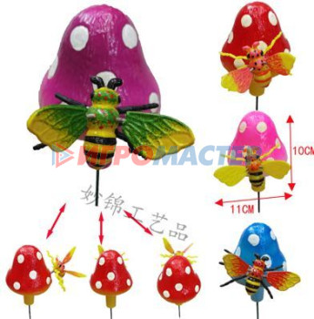 Фигуры на спице Фигура на спице "Пчёлка на грибочке" 60 см (фигура 10*11 см), микс