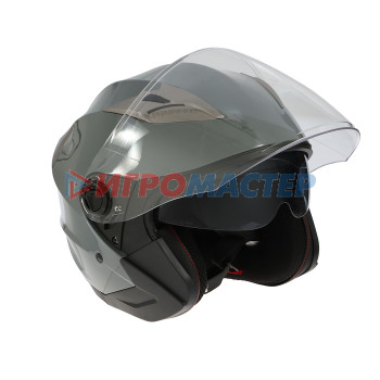 Шлем открытый с двумя визорами, размер M, модель - BLD-708E, серый глянцевый