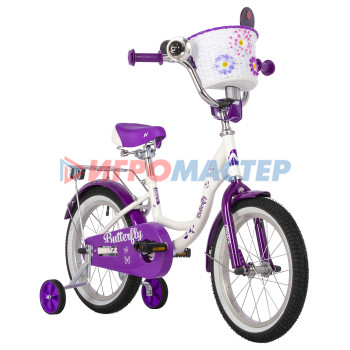 Велосипед 16" Novatrack BUTTERFLY, цвет белый/фиолетовый
