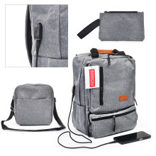 Набор школьных принадлежностей 29х41х14 см BIRRONI BI-03-032/035/033 (рюкзак серый, сумка, пенал)
