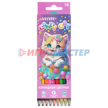 Карандаши цветные Карандаши цветные &quot;Candy Cat&quot; 18 цветов, 2М, диаметр грифеля 2,8 мм, шестигранные, в картон