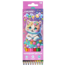 Карандаши цветные &quot;Candy Cat&quot; 18 цветов, 2М, диаметр грифеля 2,8 мм, шестигранные, в картон