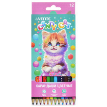 Карандаши цветные &quot;Candy Cat&quot; 12 цветов, 2М, диаметр грифеля 2,8 мм, шестигранные, в картон