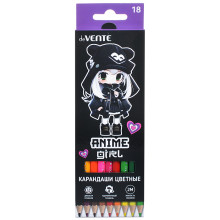 Карандаши цветные &quot;Anime Girl&quot; 18 цветов, 2М, диаметр грифеля 2,8 мм, шестигранные, в карто