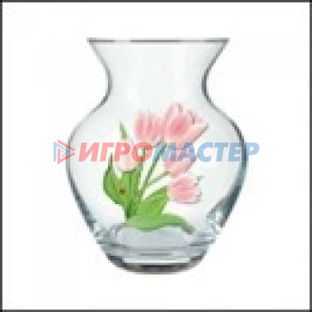 Вазы из стекла Ваза стеклянная 14,4см "Весенние тюльпаны" D43206/01