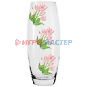 Вазы из стекла Ваза стеклянная 26см "Весенние тюльпаны" FLORA D43966/01